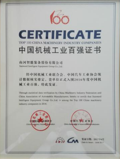 喜讯：米兰体育·米兰(中国)智能再次荣登2016年度中国机械百强企业