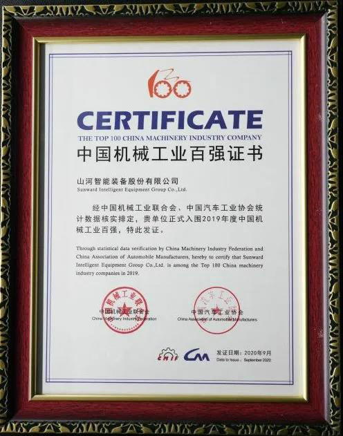 2019年中国机械工业百强发布，米兰体育·米兰(中国)智能排名52位